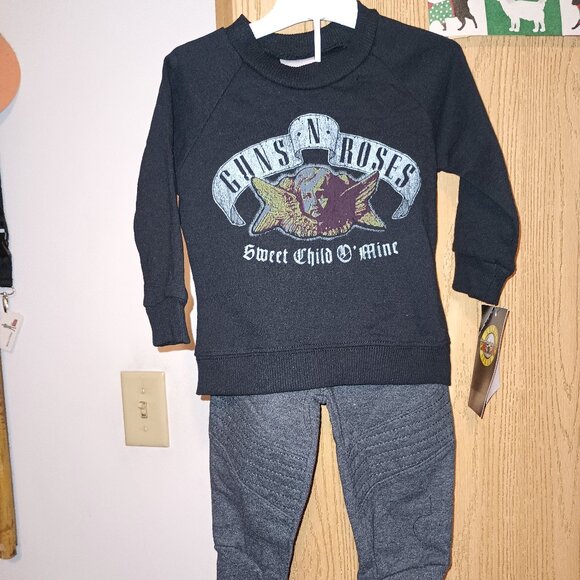 NEW Black Baby 2pc Guns N' Roses Top and Bottom Set - Picture 2 of 10